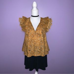NWT House of Harlow Mustard Boho Blouse